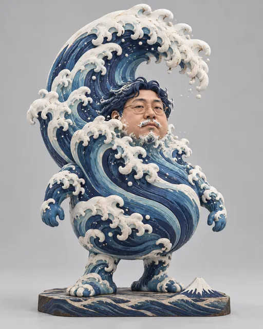 何发论神奈川冲浪里：神奈川泡沫何发，生成角色图像