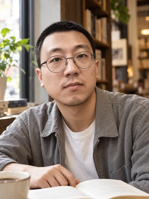 何发论窗边读书：自然光生活照，生成角色图像