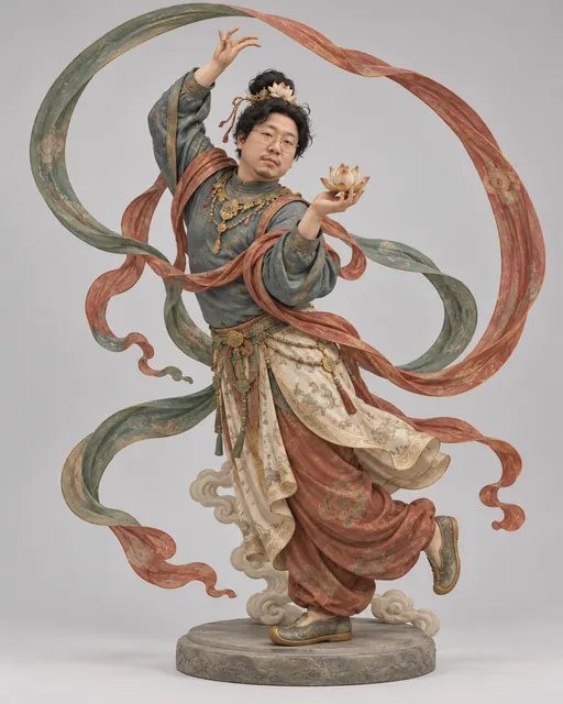 何发论敦煌飞天：敦煌飞天的沉着体重，生成角色图像